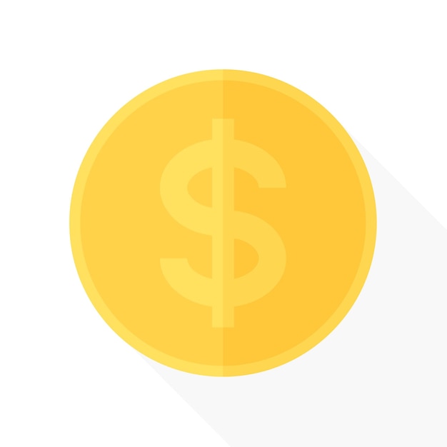 Flat design illustration of gold dollar coin Business and finance concept