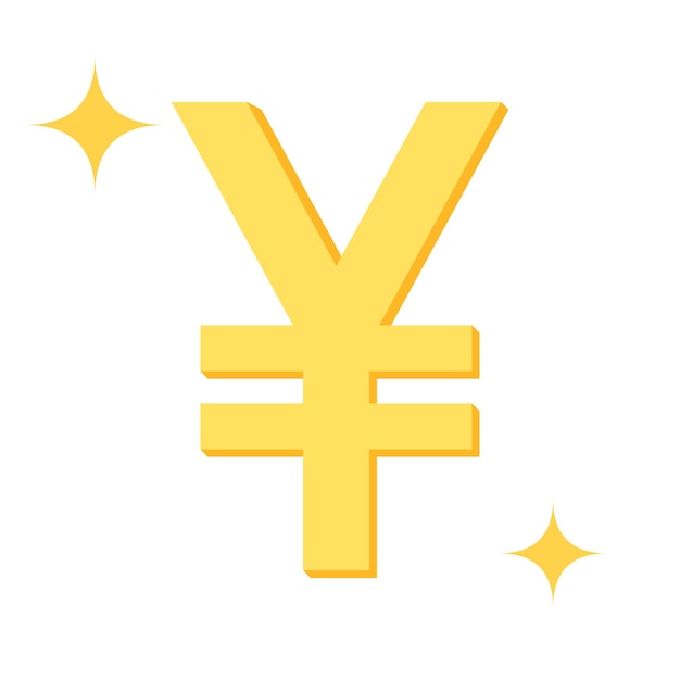 Vector flat design illustration of gold japanese yen or chinese yuan currency sign business and finance