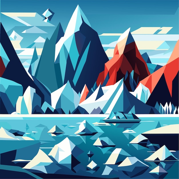 Flat design illustration iceberg pack or iceberg collection nature concept