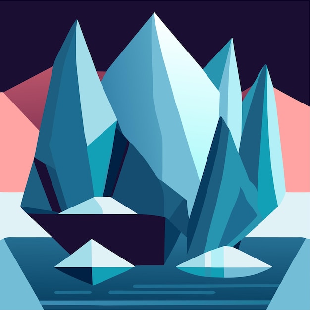 Vector flat design illustration iceberg pack or iceberg collection nature concept