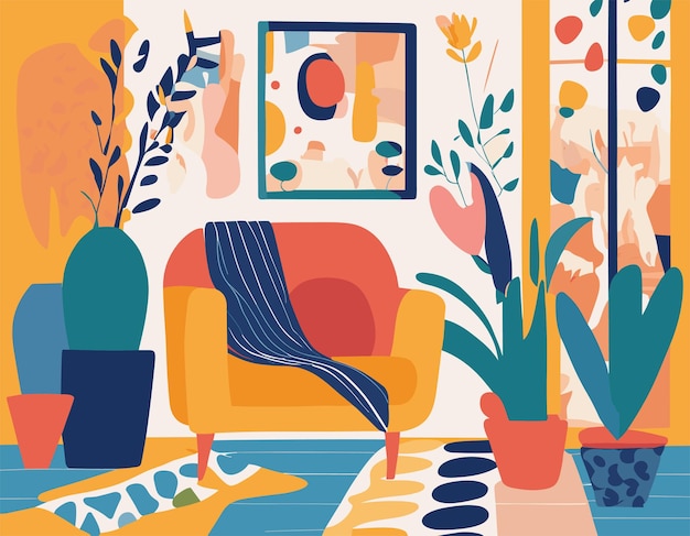 Vector flat design illustration inspired by matisse's cutout artworks