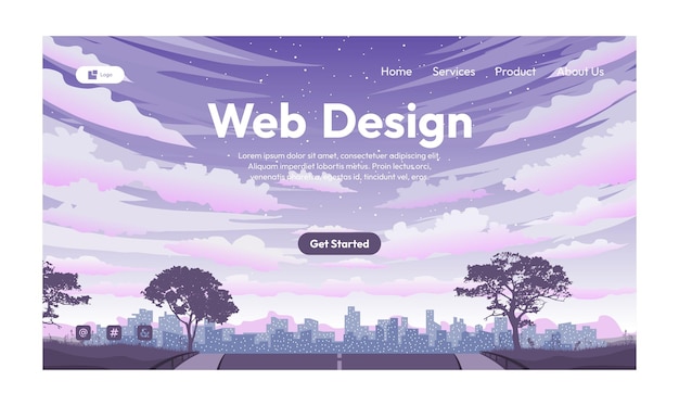 flat design illustration landing page and web design