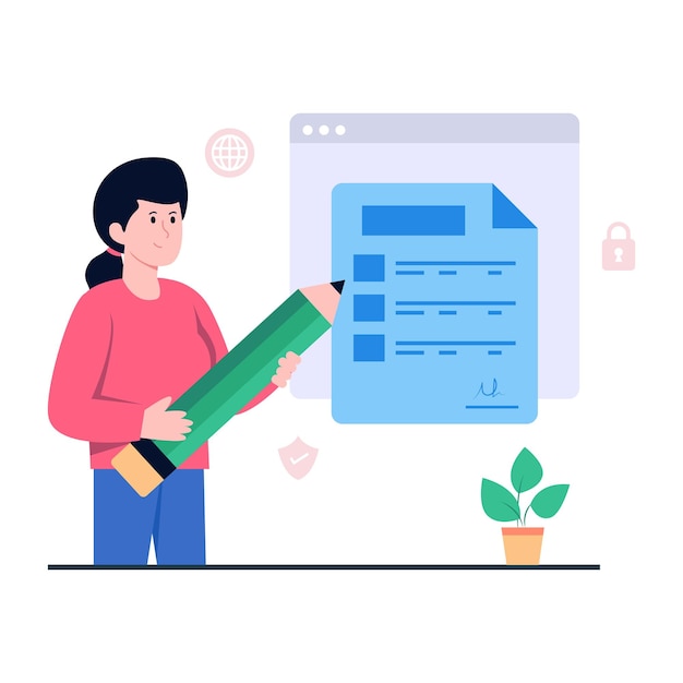 Flat design illustration of online list