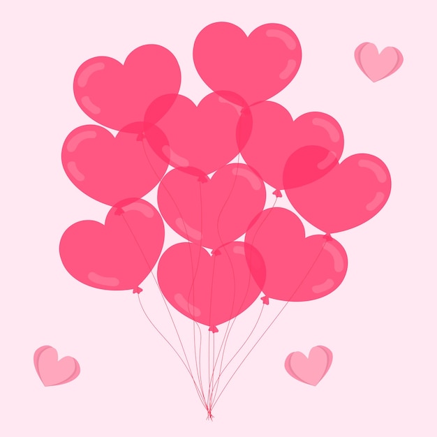 Flat design illustration of pink love heart balloon for special day