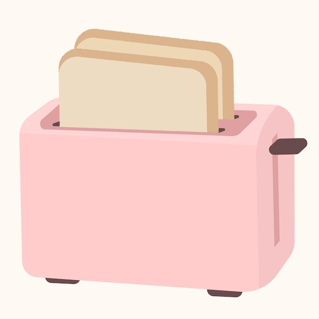 Flat design illustration of pink toaster with bread