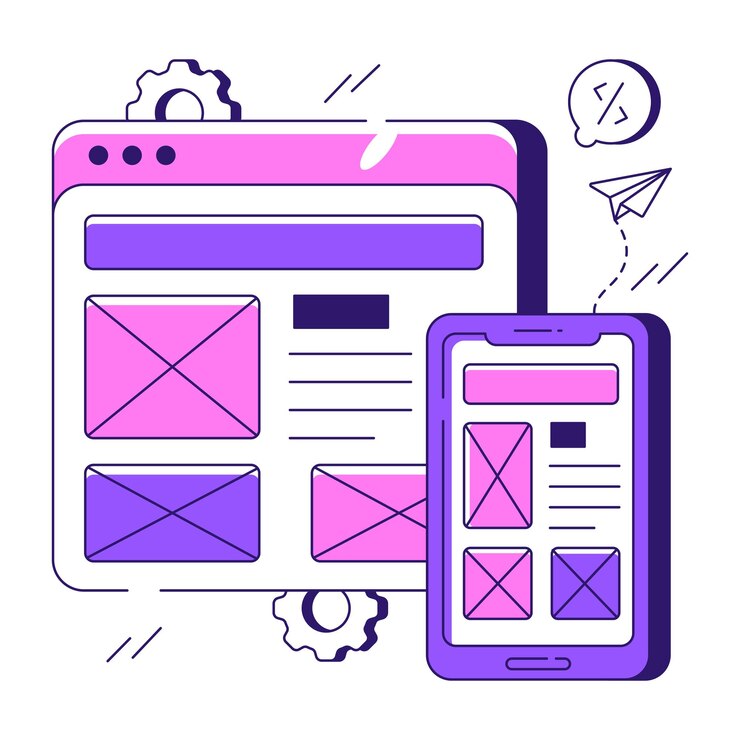 Vector a flat design illustration of responsive design