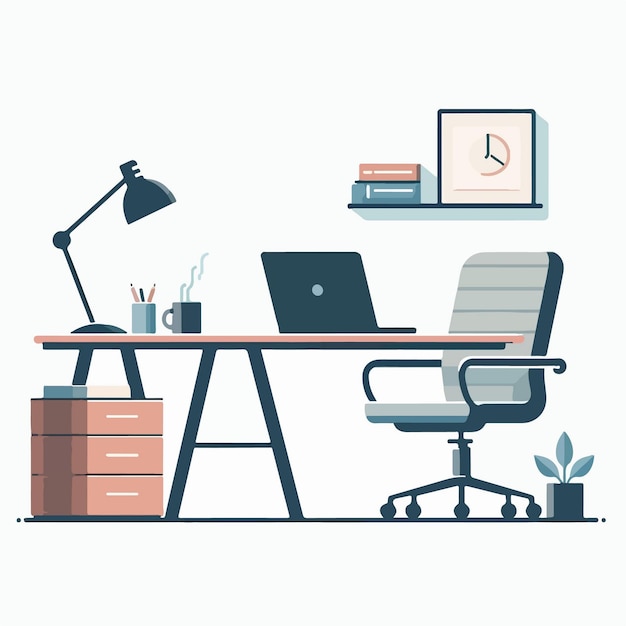 Vector flat design illustration of simple workspace decoration