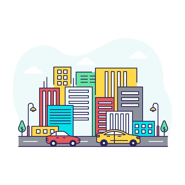 A flat design illustration of skyline