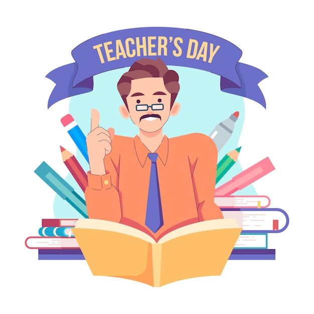 Flat design illustration of teacher's day event