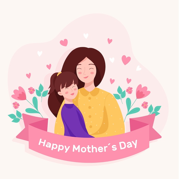 Flat design illustration with mothers day