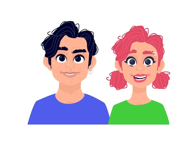 Flat design illustration of a woman and a male