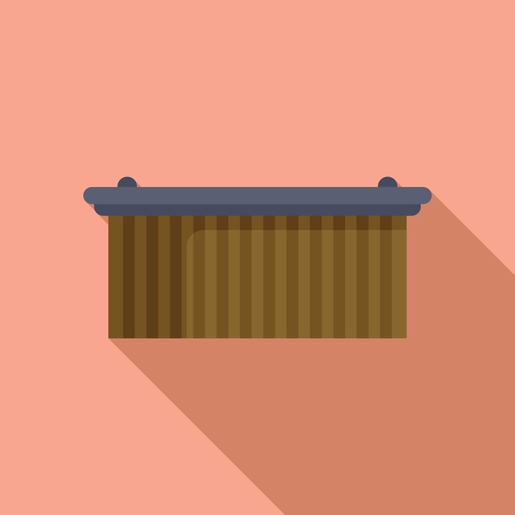 Vector flat design illustration of a wooden reception desk