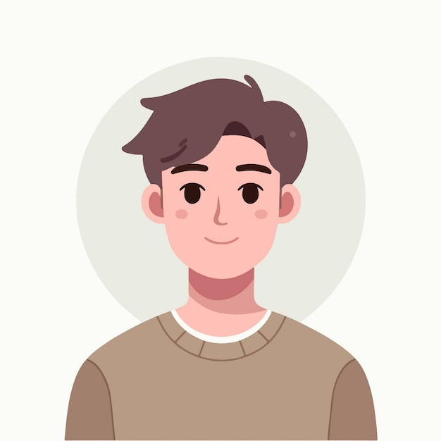 flat design illustration of a young man expression with a smiling face