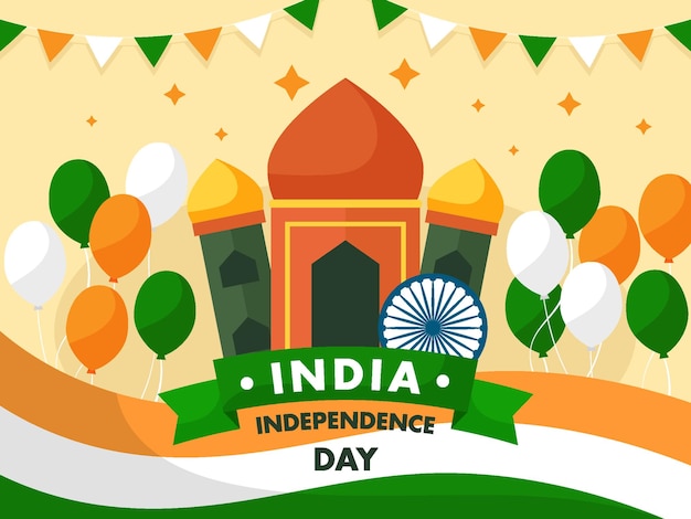 Vettore flat design per la celebrazione della giornata dell'indipendenza dell'india