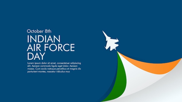 flat design indian air force day banner template vector