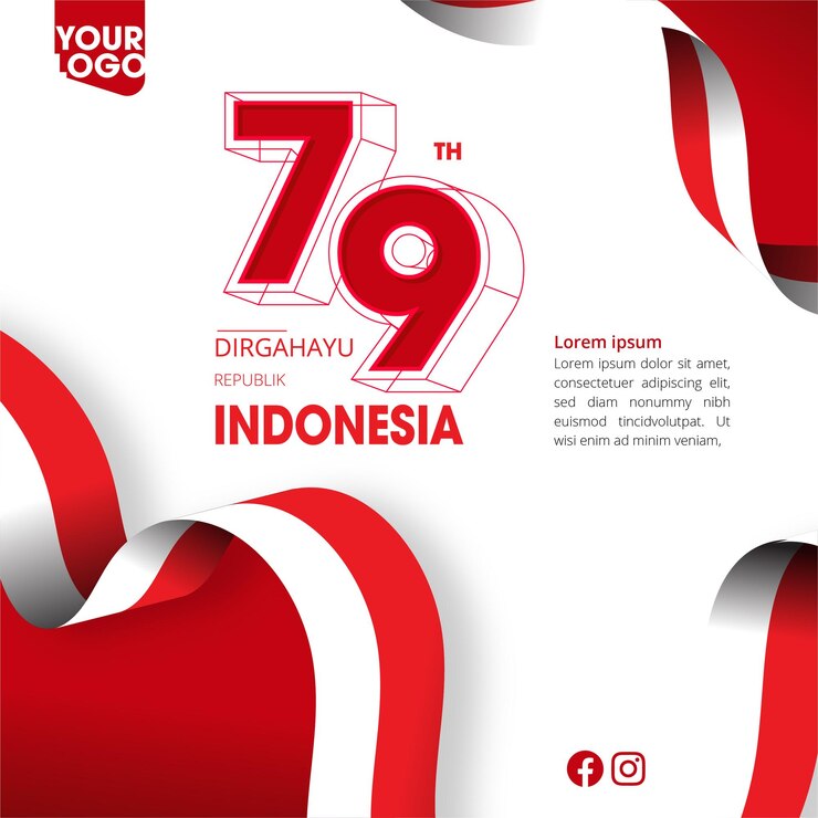 Vector flat design indonesia independence day template