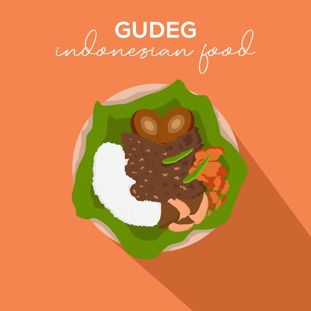 Flat design indonesian food gudeg illustration