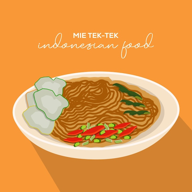 Flat design indonesian food mie tek tek vector illustration