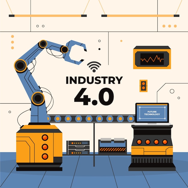 플래트 디자인 산업 4.0 배경