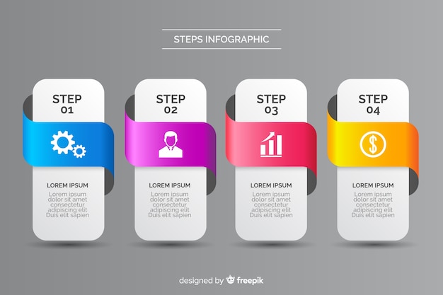 Design piatto infografica a passi in stile