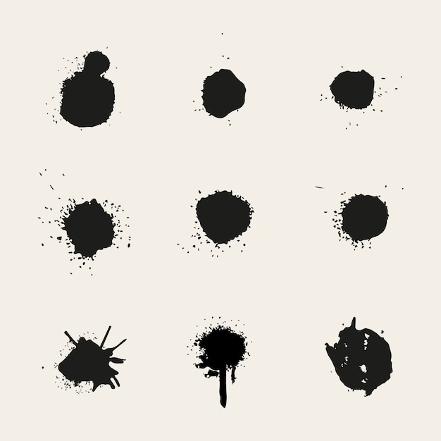 Vector flat design ink splash elements