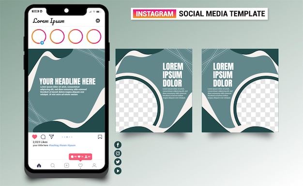 Flat design of instagram social media post template 10