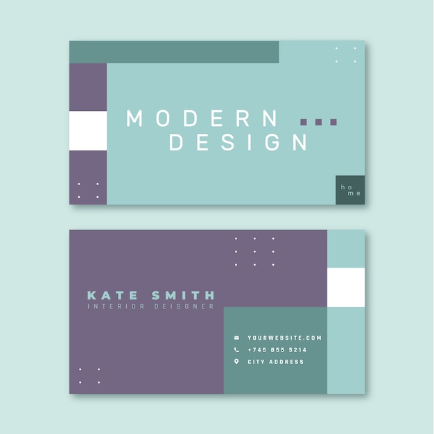 Плоский дизайн интерьера горизонтальная визитная карточка