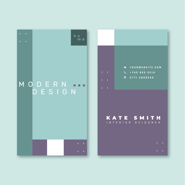 Flat design interior design vertical business card