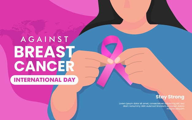 Flat design international day against breast cancer template