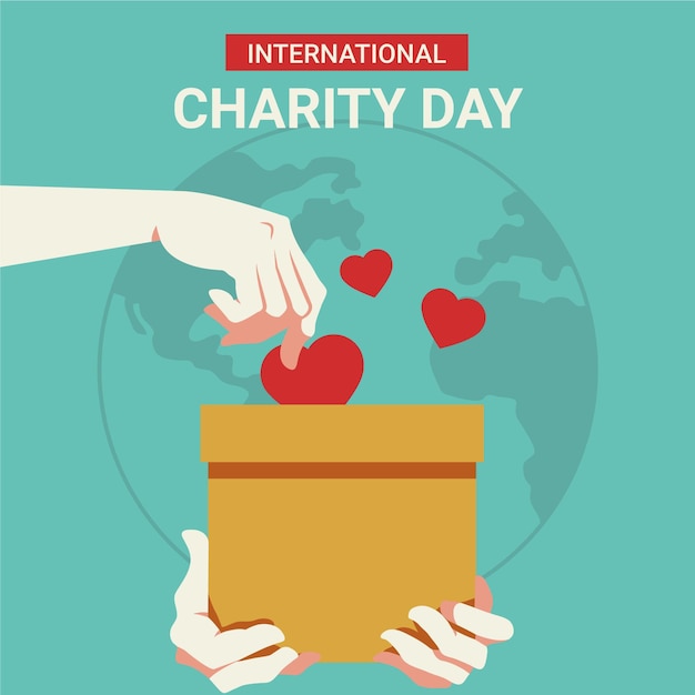 Flat design international day of charity concept