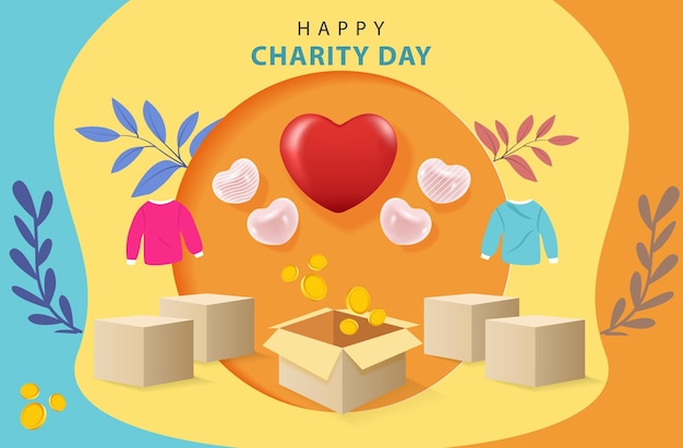 Flat design international day of charity concept