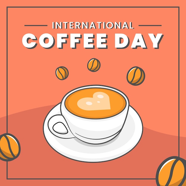 コーヒーポストのフラットなデザインの国際デー