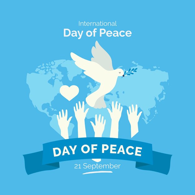 Flat design international day of peace concept