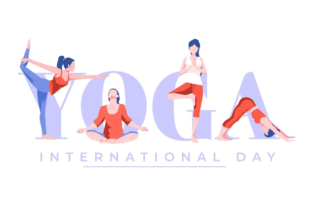 Плоский дизайн международного дня йоги