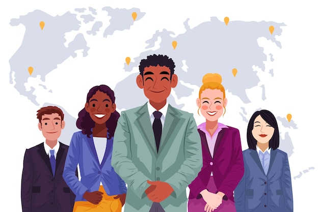 Flat design international employees  illustration