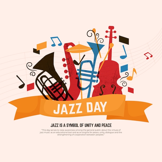 Flat design international jazz day celebration