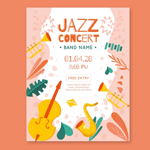 Vector flat design international jazz day poster template