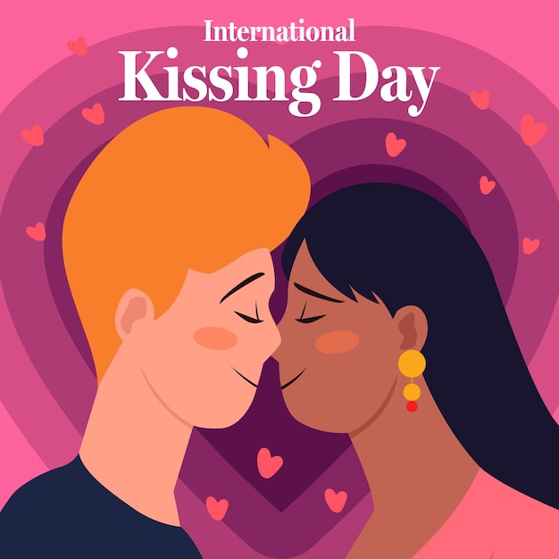 flat design international kissing day illustration vector