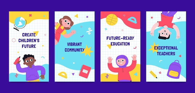 flat design international school instagram stories