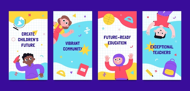 Vector flat design international school instagram stories