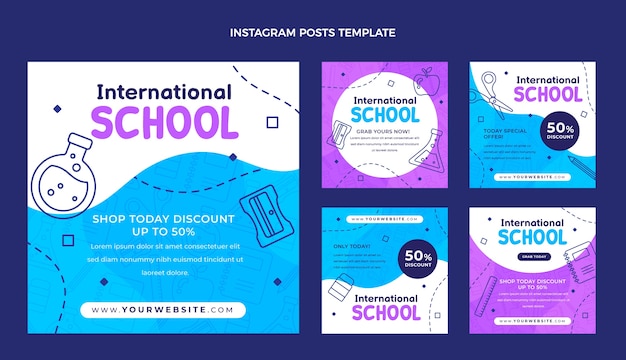 Vector flat design international school template