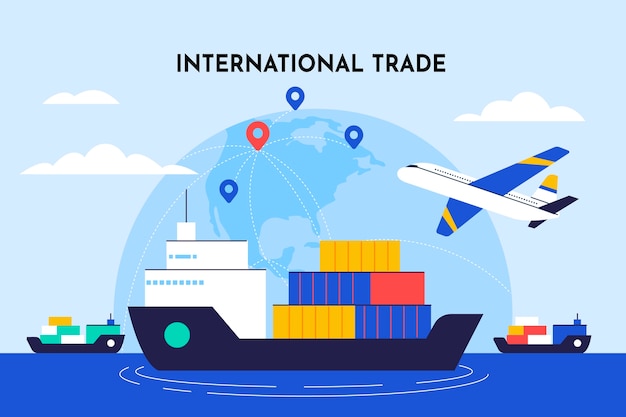 Flat design international trade illustration