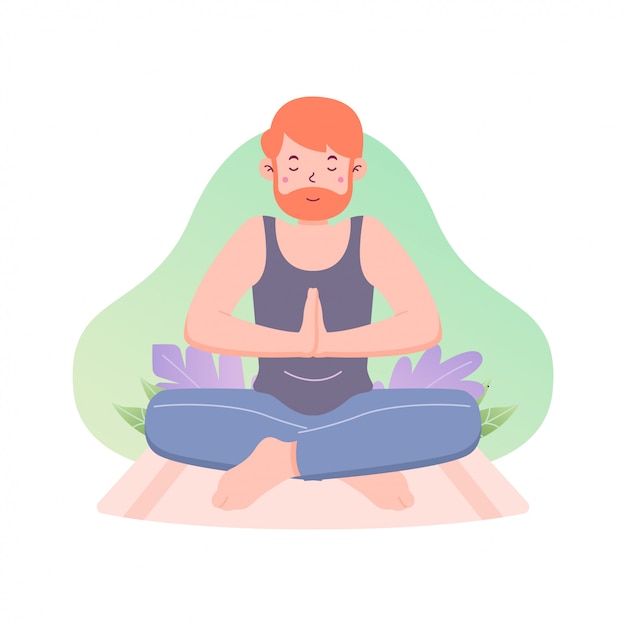 Flat design international yoga day concept