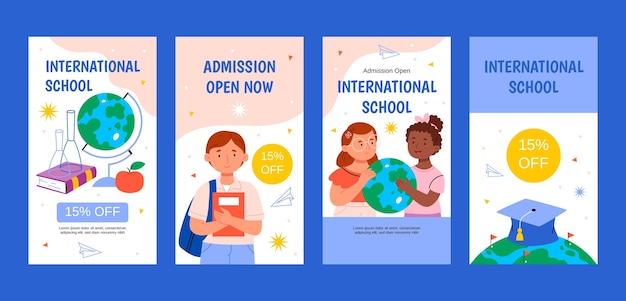 Flat design internationale school instagram verhalen