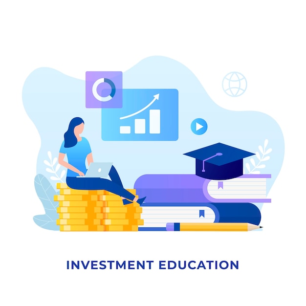 Flat design of investment education concept.