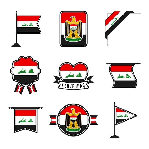 Vettore emblemi nazionali iracheni di design piatto