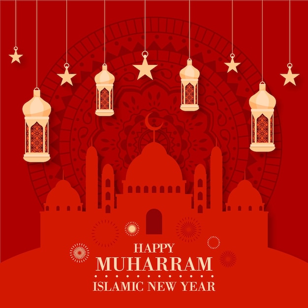 Vector flat design islamic new year concept