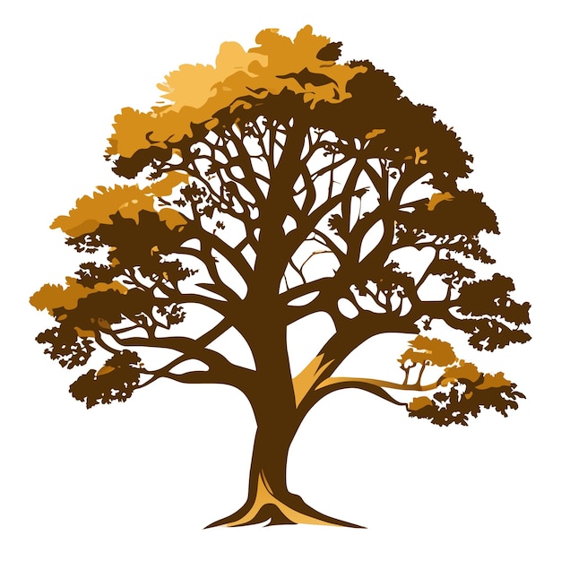 Vector flat design of an isolated 2d vector oak tree