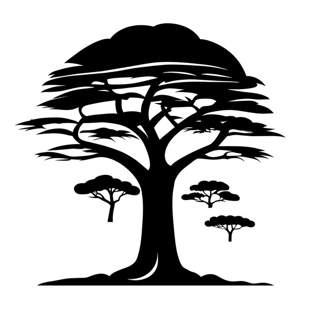 Vector flat design of an isolated baobab tree on white