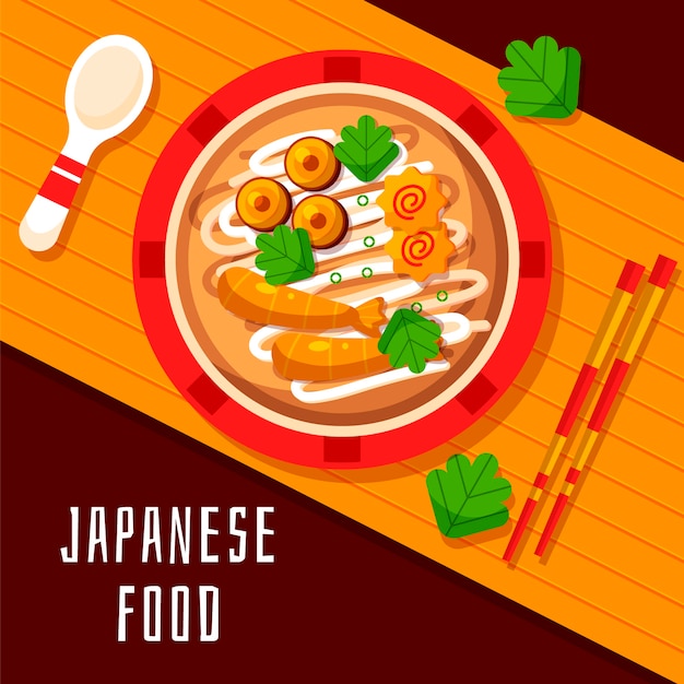 フラットデザイン日本食イラスト